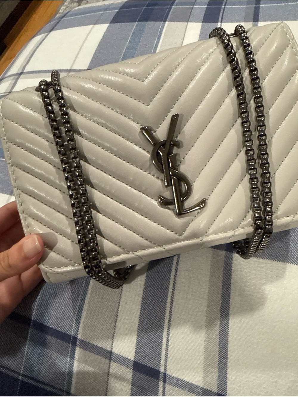 Light Gray Quilted Chain Bag